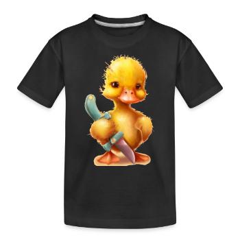 Canard tenant un couteau drôle - T-shirt bio Premium Enfant - noir - Devant