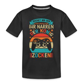 Reicht mir den Controller, der König will zocken - Kinder Premium Bio T-Shirt - Schwarz - Vorne