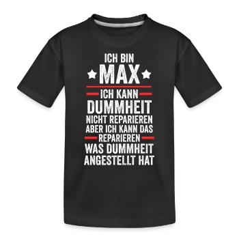 Max - Kinder Premium Bio T-Shirt - Schwarz - Vorne