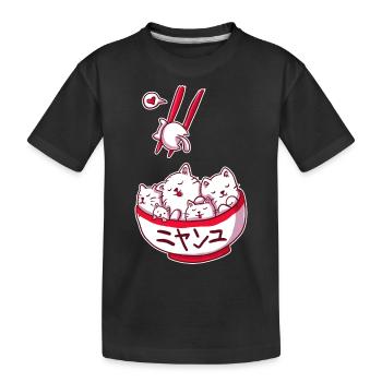 Ramen Kawaii Katze Anime Otaku Japanische Nudeln - Kinder Premium Bio T-Shirt - Schwarz - Vorne