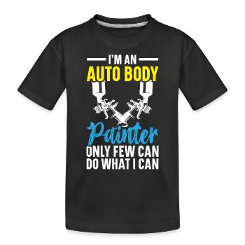 Easily distracted by spray paint car body - Kids' Premium Organic T-Shirt - black - Front