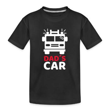 Daddy's Car Fire Brigade - Kids' Premium Organic T-Shirt - black - Front