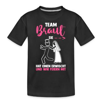 Braut Hochzeit Heiraten Junggesellenabschied - Kinder Premium Bio T-Shirt - Schwarz - Vorne