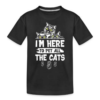 Je suis ici pour caresser tout le chat - T-shirt bio Premium Enfant - noir - Devant