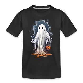Halloween sorcière heure fantôme à la recherche de bonbons - T-shirt bio Premium Enfant - noir - Devant