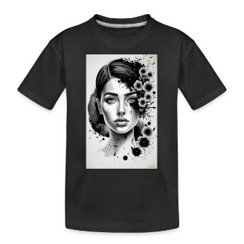 schwarz-weiße Frau - Kinder Premium Bio T-Shirt - Schwarz - Vorne