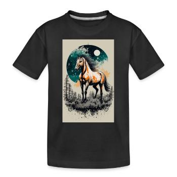 cheval sous la pleine lune - T-shirt bio Premium Enfant - noir - Devant