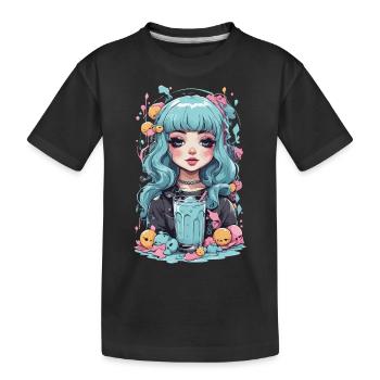 Kawaii Pastel Goth Girl Slimy Anime Design - T-shirt bio Premium Enfant - noir - Devant