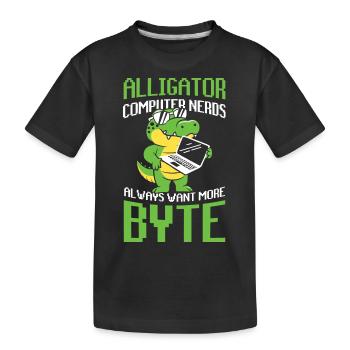 Alligator Computer Nerd Byte für Krokodil Fan - Kinder Premium Bio T-Shirt - Schwarz - Vorne