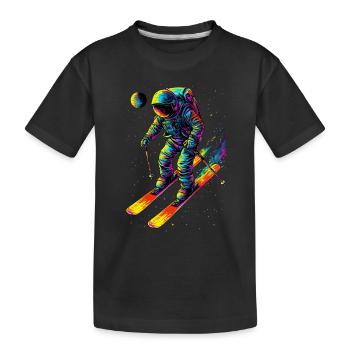 Spaceman on skis - Kids' Premium Organic T-Shirt - black - Front