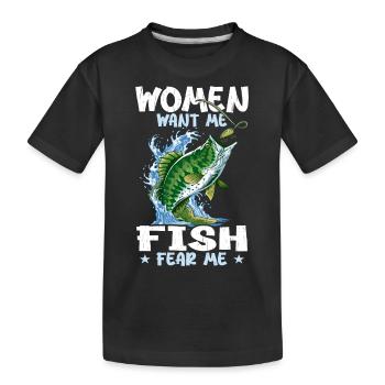 Frauen wollen mich, Fische, fürchten mich - Kinder Premium Bio T-Shirt - Schwarz - Vorne