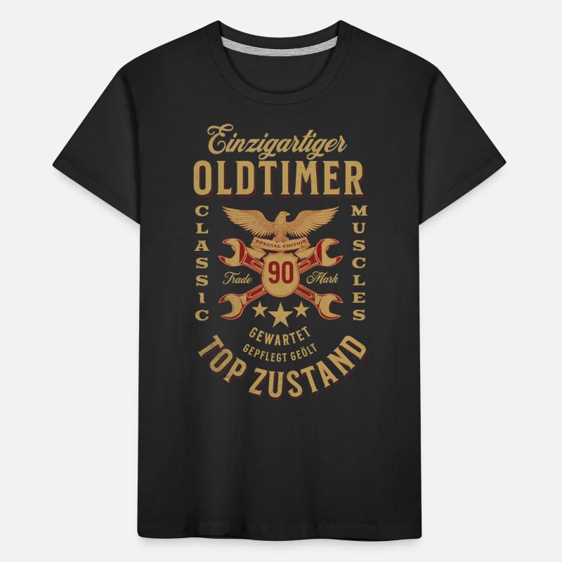 90. Geburtstag Oldtimer TOP ZUSTAND Kinder Premium Bio T-Shirt