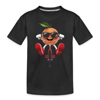 Mandarin Radfahren auf dem Fahrrad Geschenk - Kinder Premium Bio T-Shirt - Schwarz - Vorne