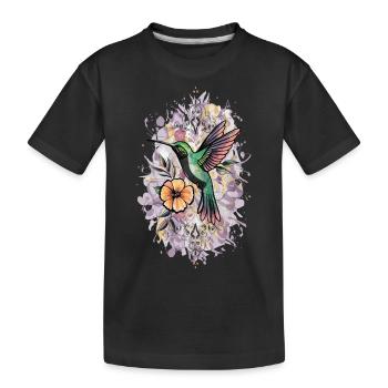 Bunter Kolibri Vogel für Ornithologe - Kinder Premium Bio T-Shirt - Schwarz - Vorne