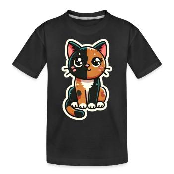 Mignon Écaille de tortue / tricolore Le chat est bien assis - T-shirt bio Premium Enfant - noir - Devant