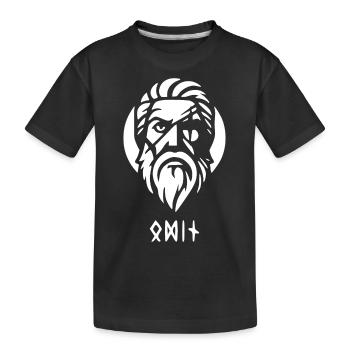Odin weiss mit Runen - Kinder Premium Bio T-Shirt - Schwarz - Vorne