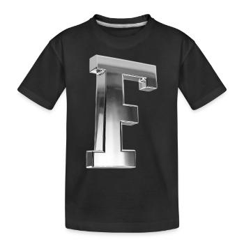 Chrome ,, F " Metallic - Kinder Premium Bio T-Shirt - Schwarz - Vorne