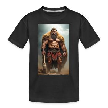 Herakles, muskulöser Krieger im Löwenfell, greifend - Kinder Premium Bio T-Shirt - Schwarz - Vorne