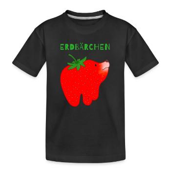 Erdbeere Schmelz Cartoon - Kinder Premium Bio T-Shirt - Schwarz - Vorne