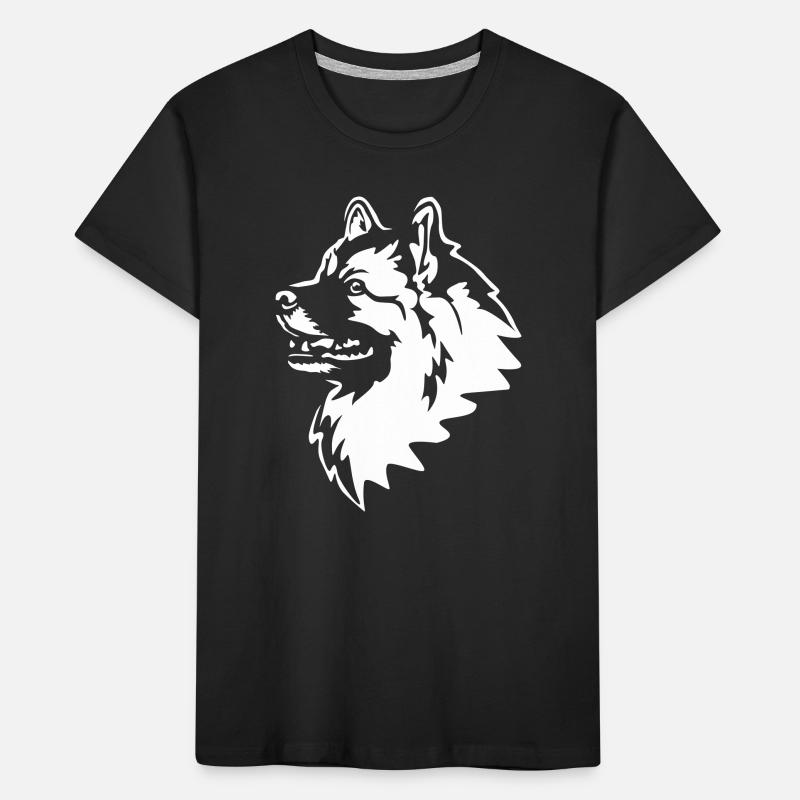 Wolfsspitz Kopf "Black Edition" Kinder Premium Bio T-Shirt
