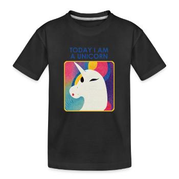 Einhorn mit Motto – Einzigartiges Design - Kinder Premium Bio T-Shirt - Schwarz - Vorne