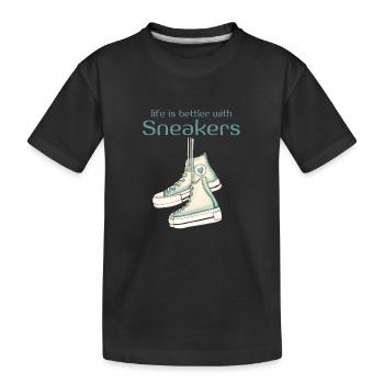 life is better with sneakers Turnschuh - Kinder Premium Bio T-Shirt - Schwarz - Vorne