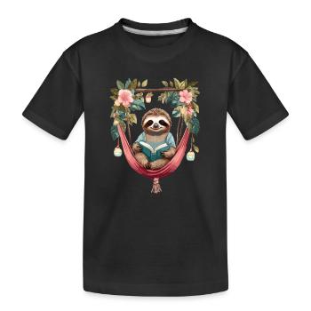 Paresseux mignon dans un hamac - T-shirt bio Premium Enfant - noir - Devant