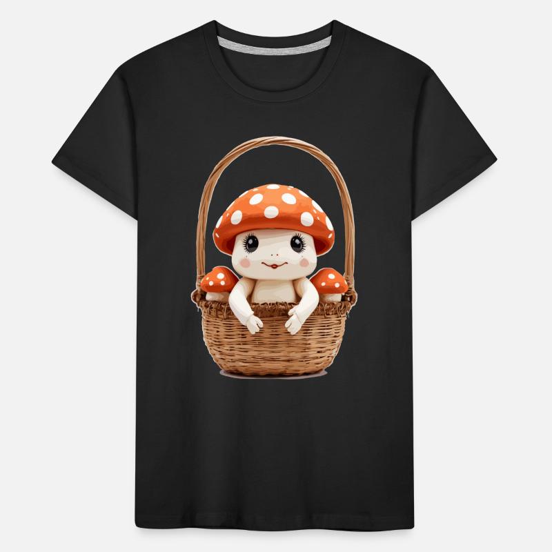 Cute toadstool in basket Kids' Premium Organic T-Shirt