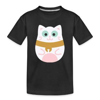 Maneki Neko L Japanische Glückskatze - Kinder Premium Bio T-Shirt - Schwarz - Vorne