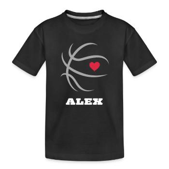 Alex Basketball Jungenname Basketball Shirt - Kinder Premium Bio T-Shirt - Schwarz - Vorne