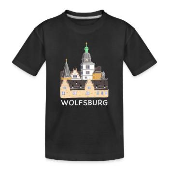 Wolfsburg, Castle, Germany, Hand Drawing - Kids' Premium Organic T-Shirt - black - Front