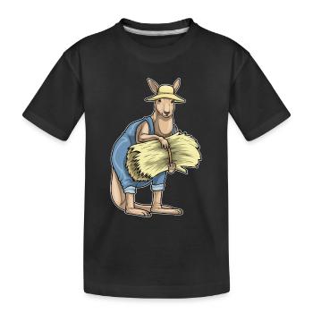 Känguru Landwirt Stroh Bauernhof - Kinder Premium Bio T-Shirt - Schwarz - Vorne