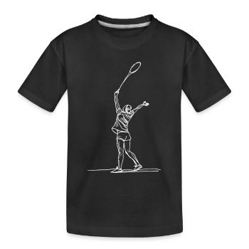 Badminton Player Sketch - Kids' Premium Organic T-Shirt - black - Front