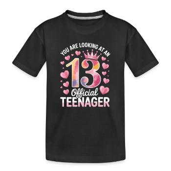 13th birthday teenager gift - Kids' Premium Organic T-Shirt - black - Front