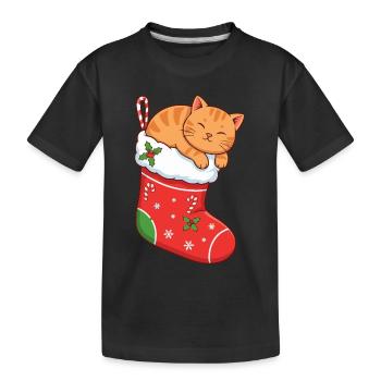 Kuschelkater im festlichen Stiefel - Kinder Premium Bio T-Shirt - Schwarz - Vorne
