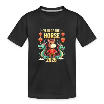 Nouvel An chinois du cheval 2026 - T-shirt bio Premium Enfant - noir - Devant