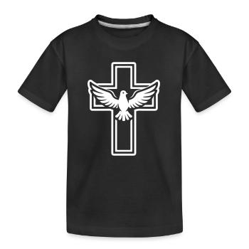Kreuz Taube Christlich - Kinder Premium Bio T-Shirt - Schwarz - Vorne