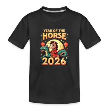 Nouvel An chinois du cheval 2026 - T-shirt bio Premium Enfant - noir - Devant
