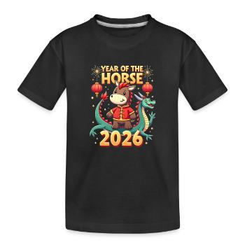 Nouvel An chinois du cheval 2026 - T-shirt bio Premium Enfant - noir - Devant