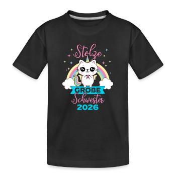 Proud Big Sister 2026 Pregnancy Cat - Kids' Premium Organic T-Shirt - black - Front