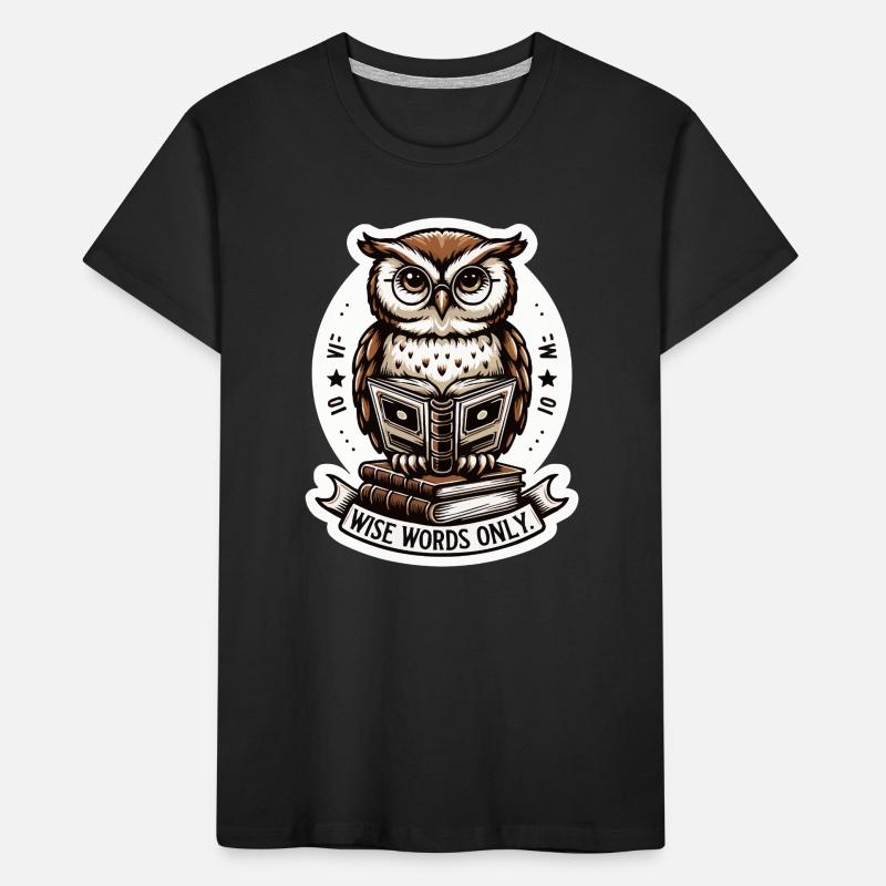 Weise Eule liest Buch Kinder Premium Bio T-Shirt