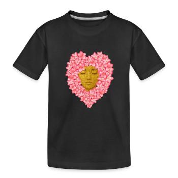 Floral Woman Face / Feminin Flower Illustration - Kinder Premium Bio T-Shirt - Schwarz - Vorne