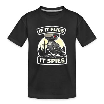 Rabe mit Kamera-Spion Design - Kinder Premium Bio T-Shirt - Schwarz - Vorne
