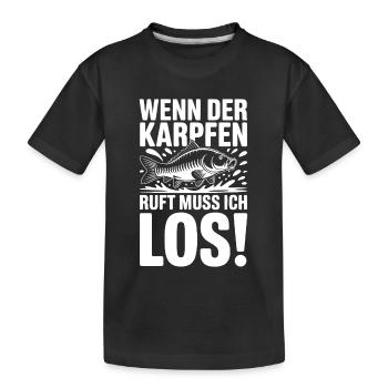 Wenn der Karpfen ruft - Kinder Premium Bio T-Shirt - Schwarz - Vorne