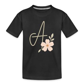 Monogram A Floral - Kids' Premium Organic T-Shirt - black - Front