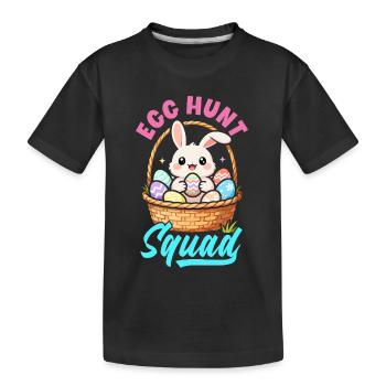 Joyeuse Pâques, douce chasse aux œufs du lapin, œufs de Pâques - T-shirt bio Premium Enfant - noir - Devant