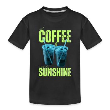 « Café glacé & soleil tous les jours » Café coloré - T-shirt bio Premium Enfant - noir - Devant