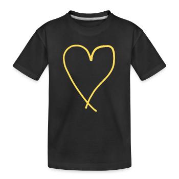 Cœur jaune Idée cadeau Jaune Amour Saint-Valentin - T-shirt bio Premium Enfant - noir - Devant