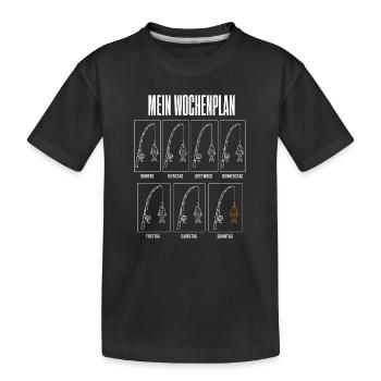 Mein Wochenplan Lustiges Angler Motiv Angeln mit - Kinder Premium Bio T-Shirt - Schwarz - Vorne
