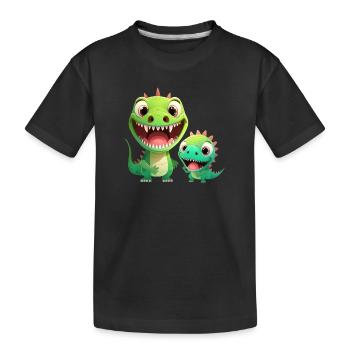 Dinosaur Baby Tyrannosaurus Two Dino T-Rex - Kids' Premium Organic T-Shirt - black - Front